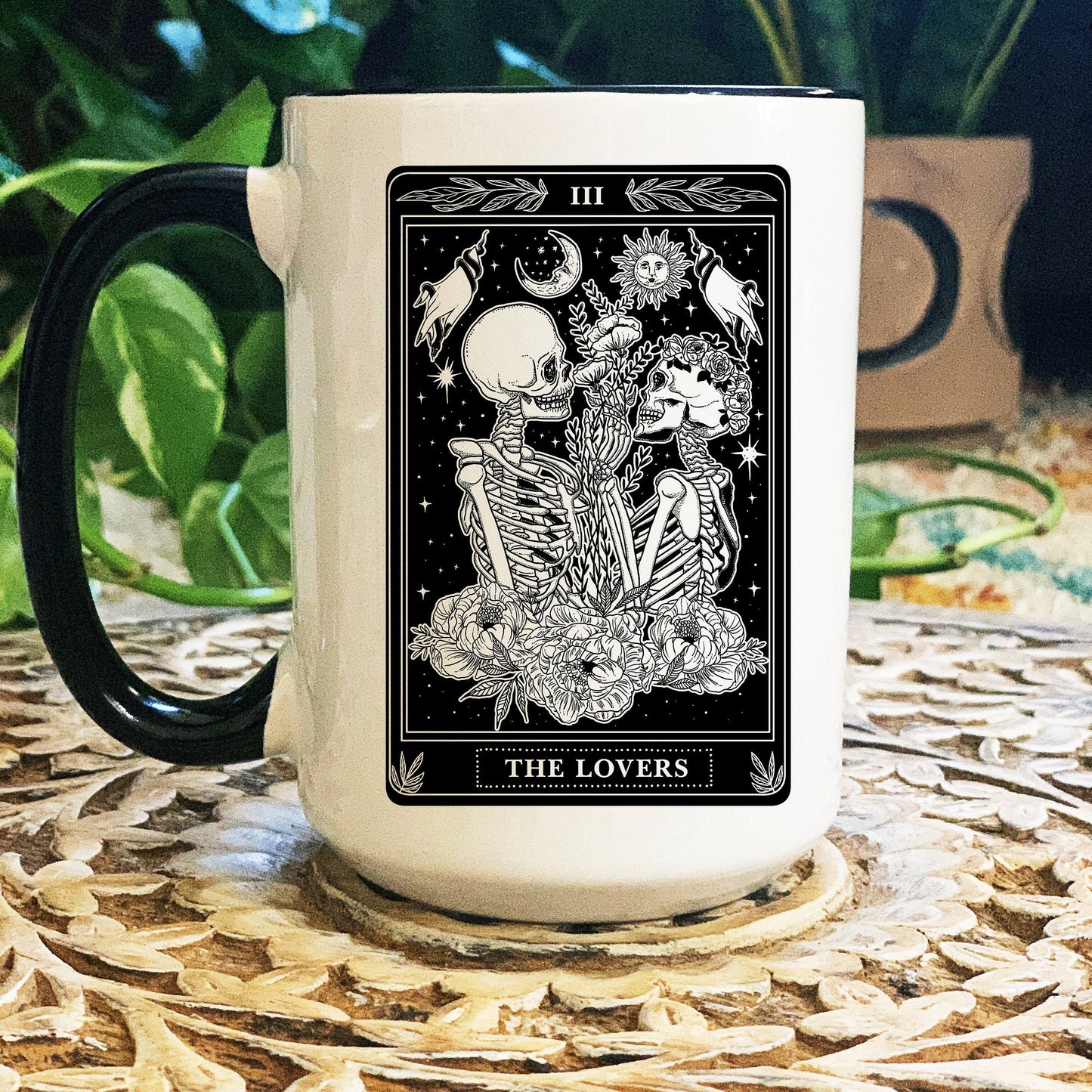 Tarot Card Mug, Occult Tarot Mug, The Lovers Tarot Mug, Witchy Skeleton Tarot Mug, Witchy Tarot Card Mug, Skeleton Lovers Mug, Valentine Mug