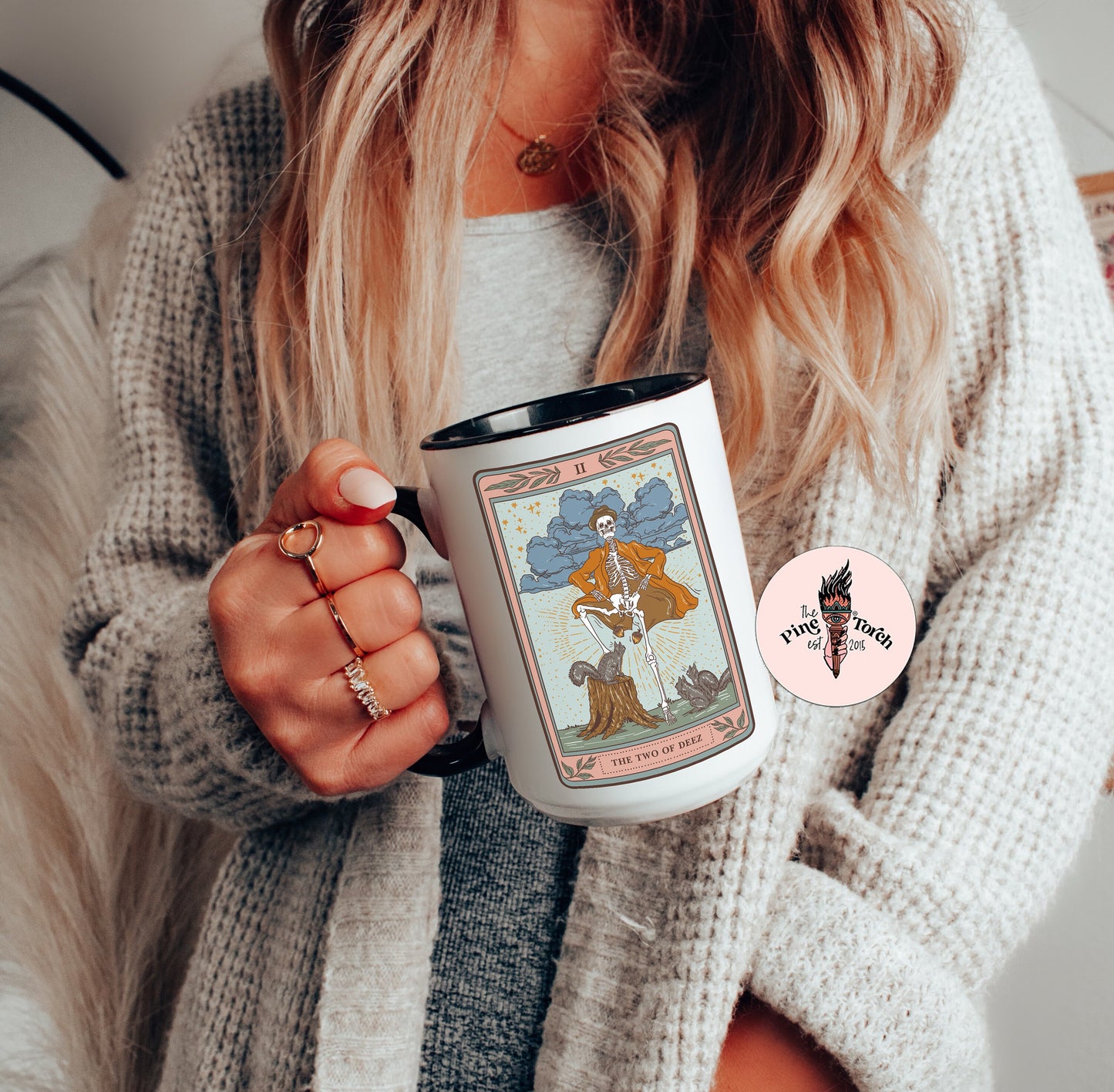 Two Of Deez Tarot Card Mug, Occult Skeleton Tarot Card Coffee Mug, Deez Nuts Tarot Mug, Funny Deez Nuts Mug, Deez Nuts Mug