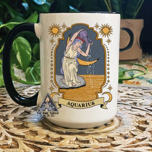 Aquarius Zodiac Mug, Zodiac Coffee Mug, Aquarius Mug, Witchy Aquarius Mug, Aquarius Birthday Gift, Aquarius Zodiac Mug