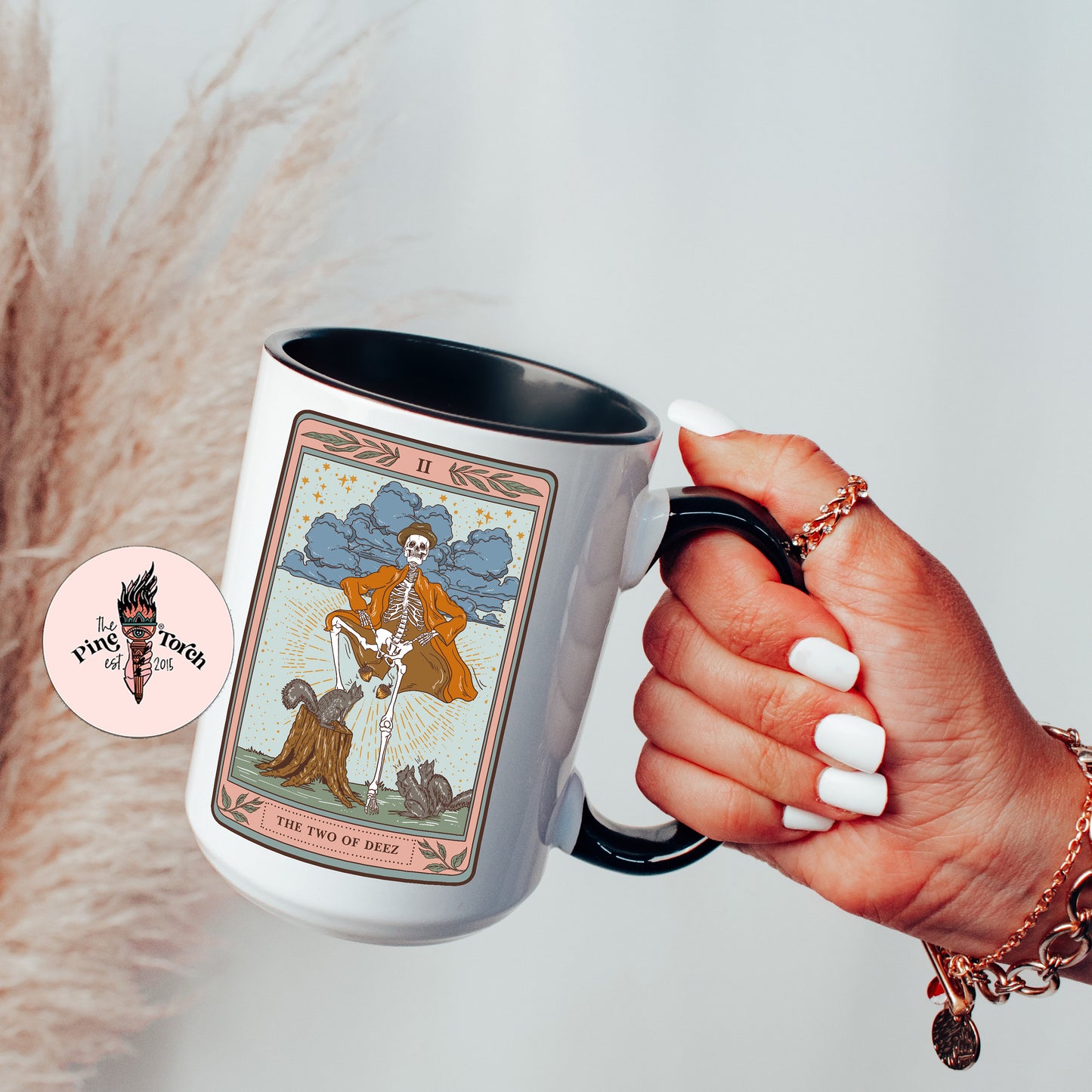 Two Of Deez Tarot Card Mug, Occult Skeleton Tarot Card Coffee Mug, Deez Nuts Tarot Mug, Funny Deez Nuts Mug, Deez Nuts Mug