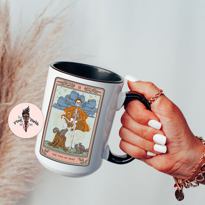 Two Of Deez Tarot Card Mug, Occult Skeleton Tarot Card Coffee Mug, Deez Nuts Tarot Mug, Funny Deez Nuts Mug, Deez Nuts Mug