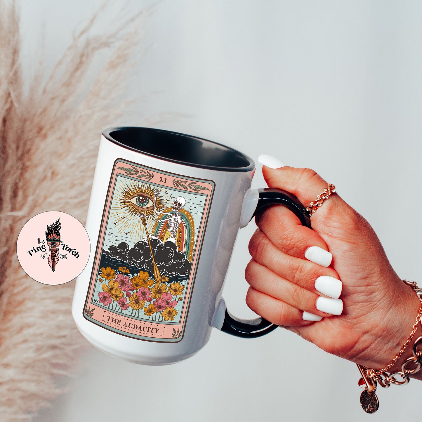 Audacity Tarot Card Mug, Occult Skeleton Tarot Card Coffee Mug, The Audacity Tarot Mug, Witchy Mug, Witchy Tarot Card Mug, The Audacity Mug