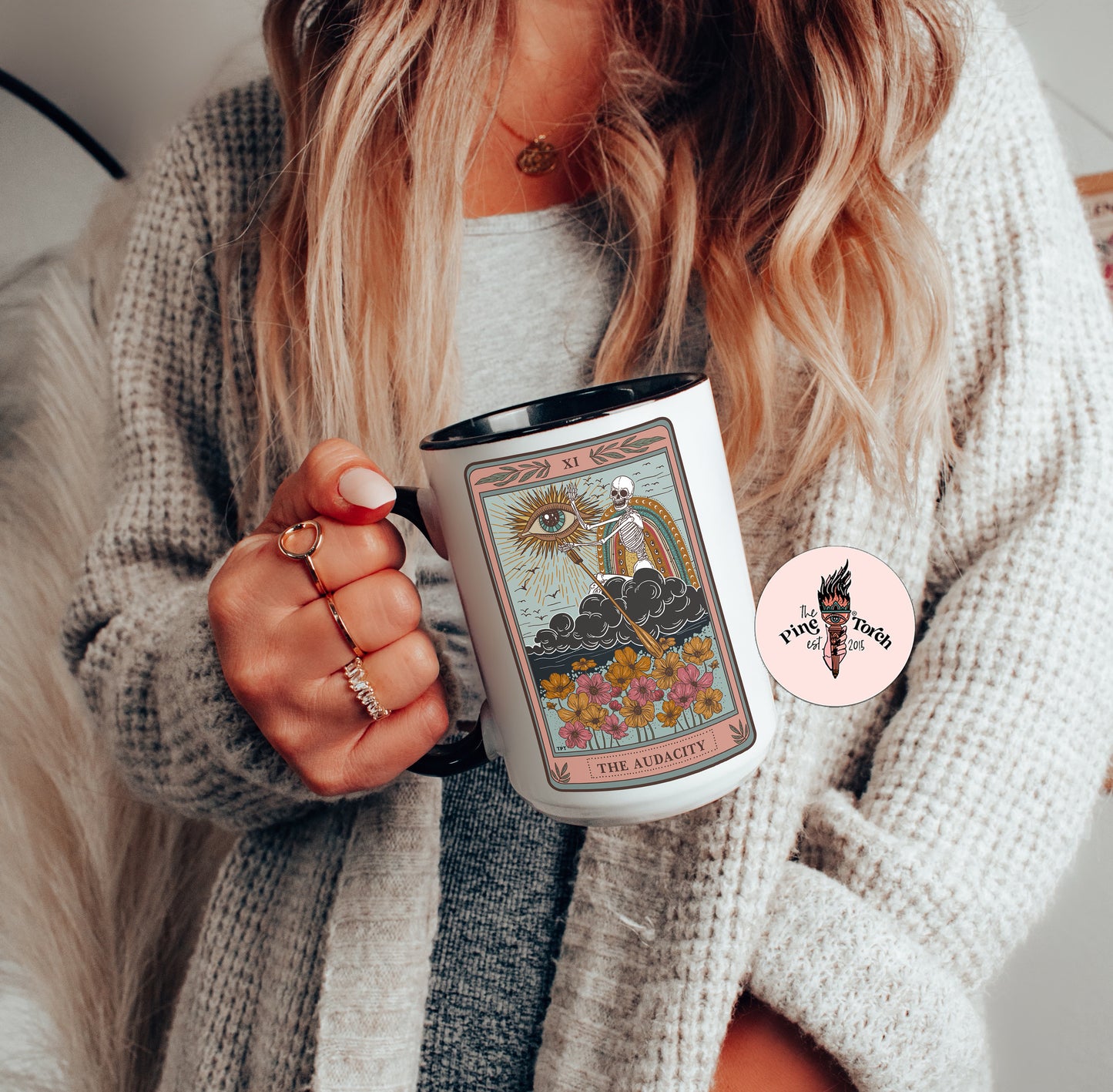 Audacity Tarot Card Mug, Occult Skeleton Tarot Card Coffee Mug, The Audacity Tarot Mug, Witchy Mug, Witchy Tarot Card Mug, The Audacity Mug